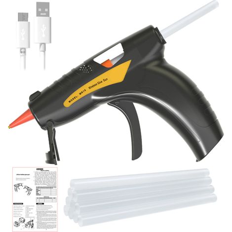 Irovami Kit de colle thermofusible électrique au lithium USB avec 50 bâtonnets de colle de 0,7 x 150 mm (1/5)