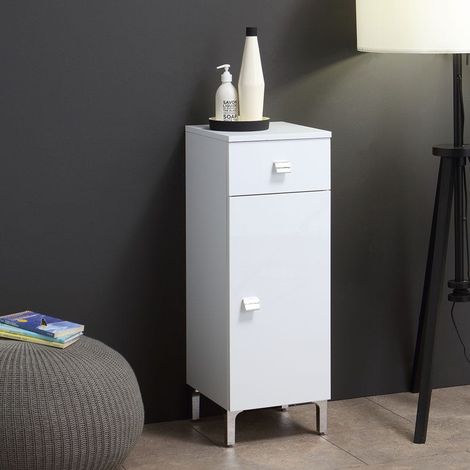 Unterschrank Auf Füssen, Mit Tür Und Schublade , Weiss  Easy