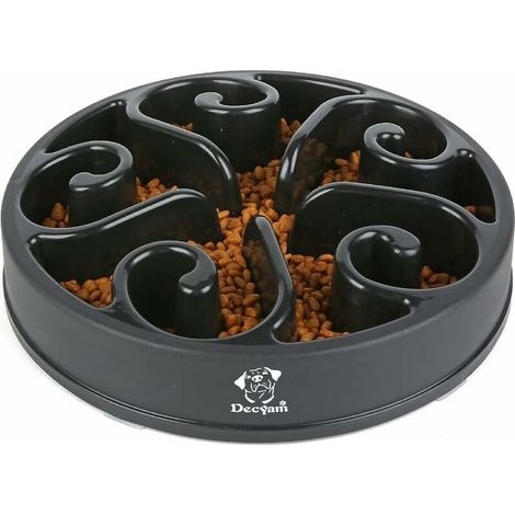 Gamelle Anti Glouton Chien Gamelle d'alimentation Lente avec Base Antidérapante Favorise Une Alimentation Saine Et Une Digestion Lente (Small Medium, Noir) (1/5)