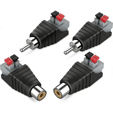 Pièces Connecteur RCA Mâle et Femelle vers Borne à Vis, Adaptateur Audio Vidéo sans Soudure, Connecteur de Haut-Parleur en Cuivre pour Caméra de Surveillance, Home Cinéma (1/5)
