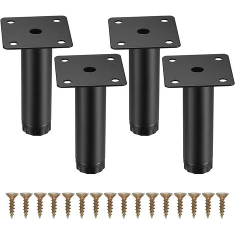 Pièces Pieds de Meuble, 8 cm/3,15 Pouces Pieds de Meubles Réglables, Pieds de Support en Fixation en Métal pour Meubles/Table/Chaise/Bureau/Cuisine/Armoire/Canapé (1/4)