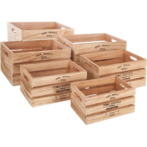 Lot de 6 caisses cagette déco Atmosphera - Naturel