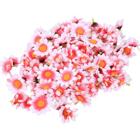 100 petites marguerites artificielles en soie, roses et blanches, pour la décoration de bureaux et mariages.