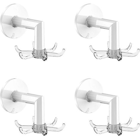 Ensemble de 4 étagères de rangement murales rotatives pour baignoire, blanc transparent (1/5)