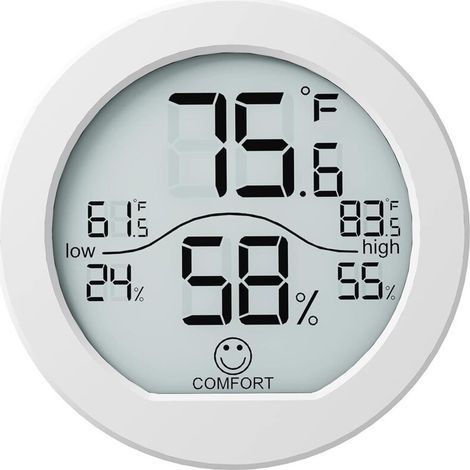 Thermomètre hygromètre numérique, étalonnage de précision, capteur de température LCD, avec enregistrement maximum et minimum, blanc (1/5)