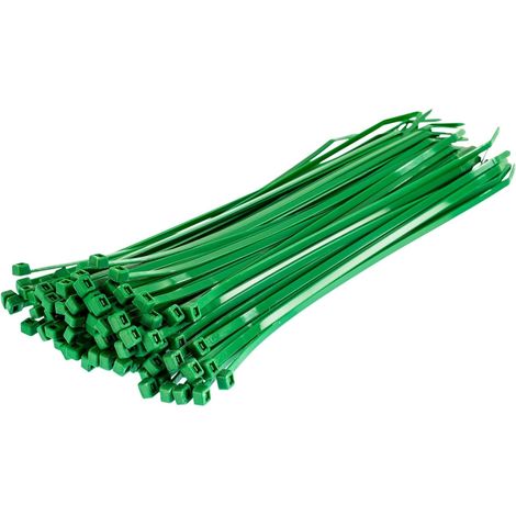 Colliers de serrage - Verts - Lot de 100 - 300 mm x 3,6 mm - Résistants aux UV K (1/4)