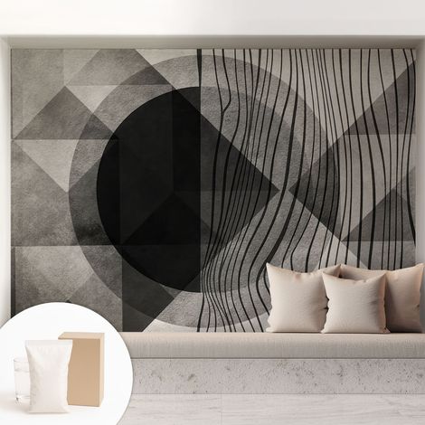 Papier peint intissé décoratif avec colle pour salon chambre et bureau Installation rapide Formes abstraites 208x146 cm (1/5)