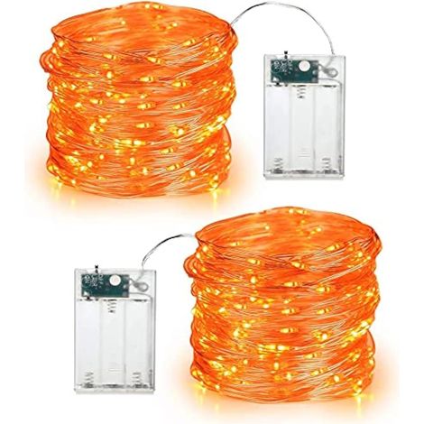 PhilzOps Guirlande Automne [Lot de 2] - 6M 60 LED Halloween Decoration Guirlande Lumineuse a Pile Intérieur Étanche Orange Girlande Lumière Fil D'argent pour Noël Chambre Mariage Soirée Maison Jardin (1/5)