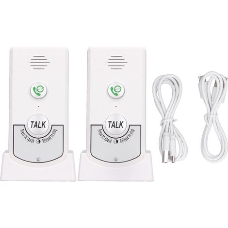 Interphone vocal sans fil, sonnette intelligente à 2 voies pour soignants âgés et personnes handicapées, blanc (1/5)
