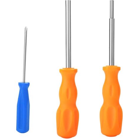 Lot de 3 - Tournevis de sécurité - Outil de réparation - Pour consoles rétro et cartouches - Poignée ergonomique - Multicolore - 3,0 mm x 3,8 mm x 4,5 mm (1/5)