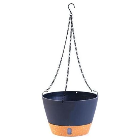 Jardinières suspendues, 16.5 cm de diamètre pour l'intérieur et l'extérieur, Pot de Fleurs Suspendu avec Trou de Drainage et 2 Crochets pour Le Jardin et la Maison (Noir) (1/5)