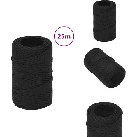 Corde de bateau Noir complet 2 mm 25 m Polypropylène - Corde De Bateau - Corde Nautique - Polypropylène - Amarrage - Gréement (1/5)
