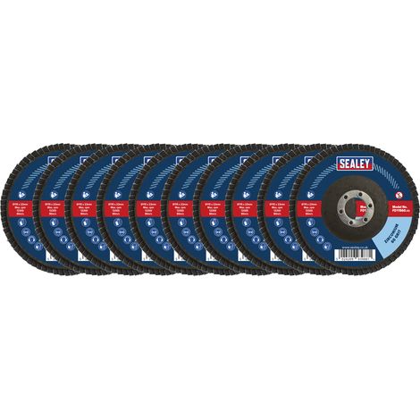 Sealey 115mm Zirconium Flap Discs Assorted Grit 22mm Bore - Pack of 10 FD115MIX