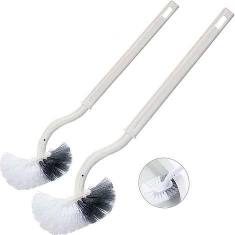 2PCS Brosse de Toilette Brosse WC Brosse de Toilettes à Manche Long Plastique, avec des Poils Solides pour Le Ménage des Toilettes, Nettoyage en Profondeur, Blanc (1/5)