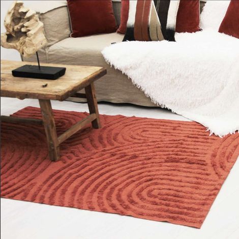 Tapis relief circle courbe Vieux rose 60x90 cm