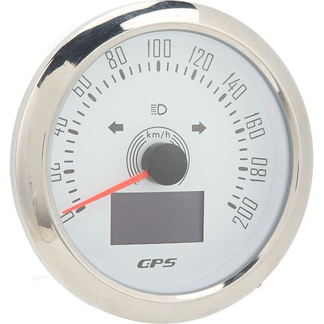 3-in-1 GPS-Drehzahlmesser, 200 mph (ca. 320 km/h), 85 mm, 9–32 V, 7-farbige Hintergrundbeleuchtung, Antibeschlag, universell einsetzbar für Boot, Auto, Wohnmobil, Motorrad, weißes Zifferblatt (1/5)