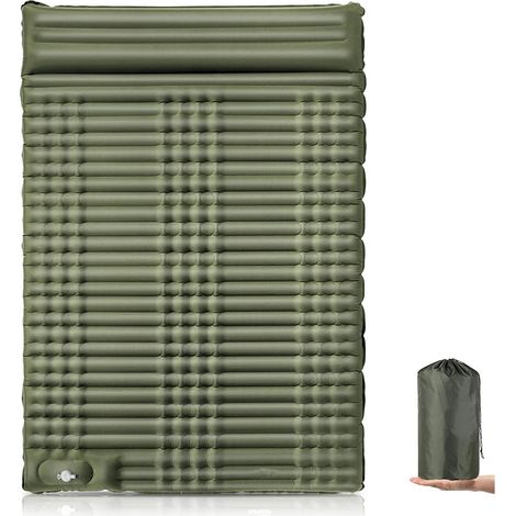 Colchón doble autoinflable LIFCAUSAL para camping con bomba de pie incorporada y almohadas incluidas, ideal para senderismo y trekking ligero. (1/5)