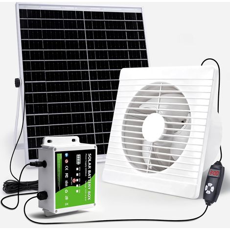 Ventilateur Solaire avec Batterie 6000mAh, Panneau Solaire 22W, Câble de 4m (1/5)