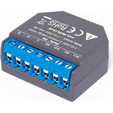 Shelly EM, Contatore di Energia Elettrica Intelligente, Monofase a 2 canali (120A per canale), Monitoraggio fotovoltaico, Controllo contattore remoto, App iOS Android, Alexa, Google Home (1/3)
