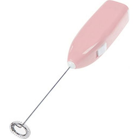 Batteur électrique sans fil à piles, petit modèle en plastique et métal, rose, pour la maison et l'hôtel.