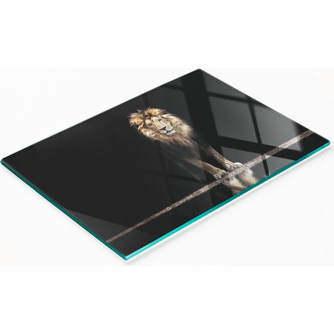 Tabla decorativa de cristal para servir aperitivos, retrato de le贸n, 80x52 cm