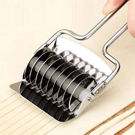 Set of 2 Manu Pasta Machines, Stainless Steel Pastry Wheel Roller, Noodle Dough Cutter, Pizza Roller Cake Scraper for Making Noodles, Pasta, Spaghetti, and Rolling Pins (1/4)