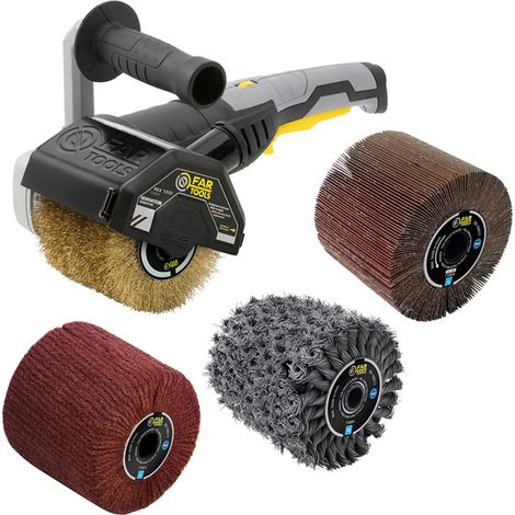 Fartools – Rénovateur extérieur 1300W REX 120D – 4 brosses pour bois, métal et pierre – Moteur puissant 3200 tr/min – Collecteur de poussière
