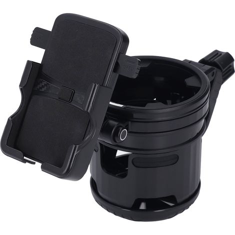 Porte-gobelet de vélo avec support pour téléphone, pliable 3 en 1, fixation double pour tapis de course, noir (1/5)