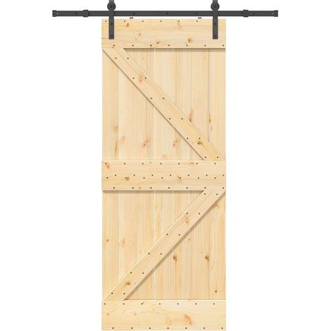 Puerta corredera con herrajes madera maciza de pino 85x210 cm vidaXL (1/5)