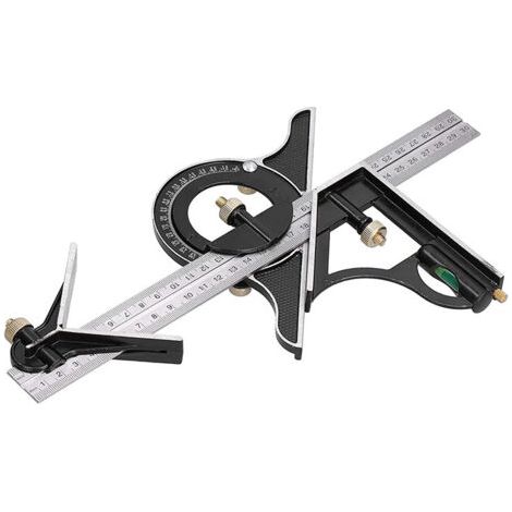 Sollbry – Équerre à combinaison 300mm – Acier inoxydable – Règle d'angle avec niveau à bulle – Mesure précise pour menuiserie (1/5)