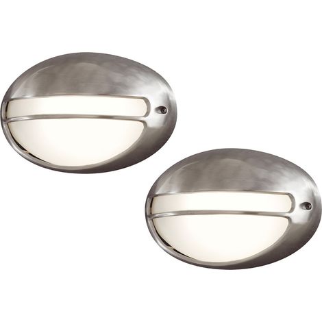 2er Set dimmbare Außenwandleuchte TORINO oval, Aluminium / Acrylglas opal (1/4)