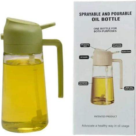 Générique Vaporisateur d'Huile Cuisine 470ml, Spray Réutilisable pour Cuisson et Salade, 2 en 1 (Vert) (1/5)