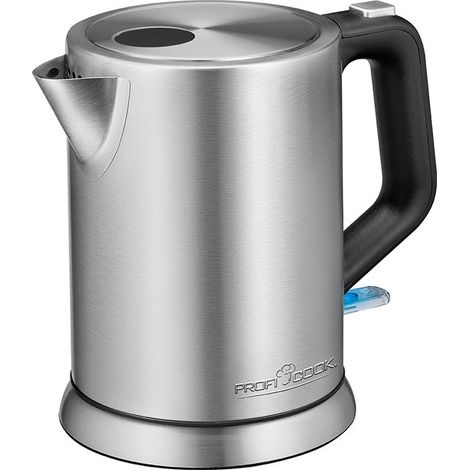 Bouilloire inox 1 l – Corps en acier inoxydable – Interrupteur éclairé – Arrêt automatique – Connecteur rotatif 360° – Proficook