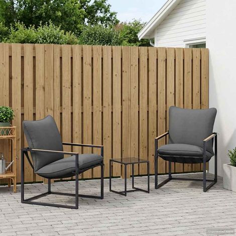 vidaXL  Garden Sofa Set  3 pcs Black and Anthracite Steel