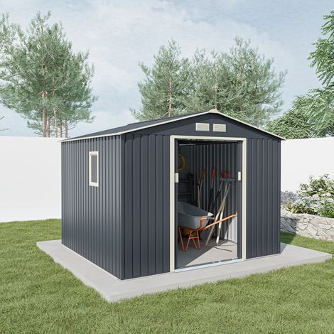 Abri de jardin métal 7,06m² anthracite – Hautes parois 175cm – Acier galvanisé 0,25mm – Kit d'ancrage inclus – 15 ans garantie corrosion – X-Metal (1/5)
