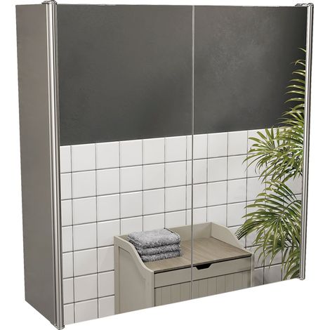 Tiano 2 Door Bathroom Cabinet Stainless Steel Mirrored Wall Mounted Cupboard