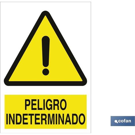 Panneau en polystyrène 297x210 mm + avertissement de danger indéterminé.