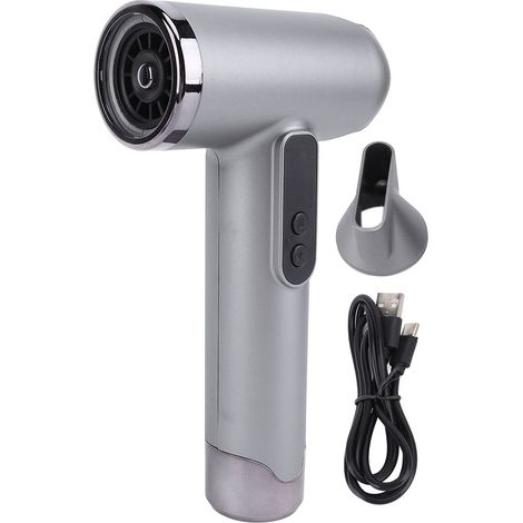 Asciugacapelli ricaricabile tramite USB con motore ad alta velocità da 15600 mAh, compatto, silenzioso, ideale per il campeggio e le camere degli studenti, colore grigio. (1/5)
