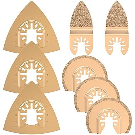 8PCS Lame de Scie Oscillante Universelle en Carbure Accessoires pour Outils Oscillants Multifonction Beton les Plastique Carrelage Marbre Ciment - (1/5)