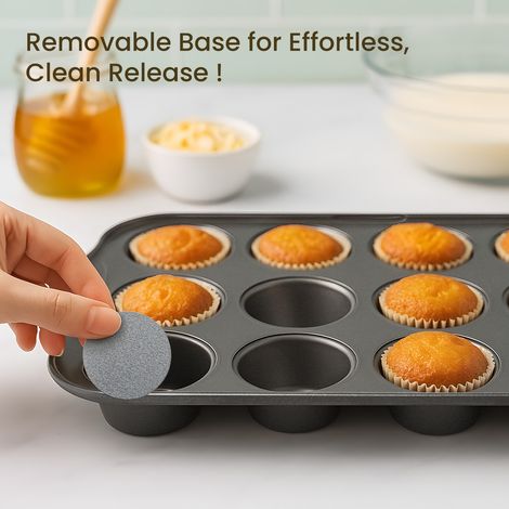3Pcs Mini Cheesecake Pan 12 Cups Non-Stick Coating Mini Cake Tray Circle Muffin Tray with Removable Bottom for Individual Muffins Pudding Cupcakes (3PCS) (1/5)
