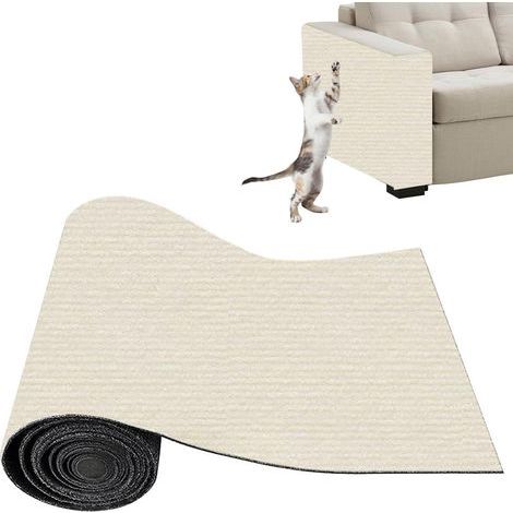 Tapis Griffoir Adhésif pour Chat, Griffoir Chat et Protection Canapé Anti-Griffe, Tapis Protecteur de Rayure DIY(Blanc cassé,30 x 100 cm)