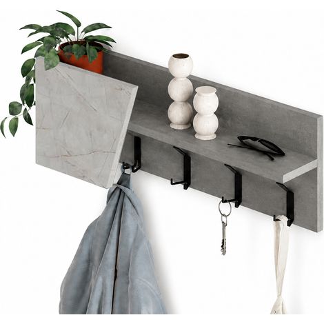 Mensola Appendiabiti da Parete Attaccapanni 74 cm Salvaspazio Grigio Retrò (1/5)