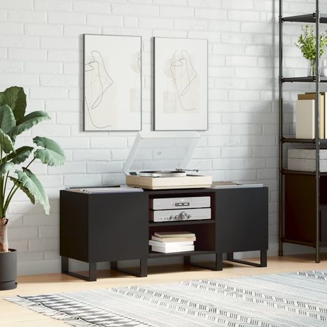 Record Cabinet Black 121x38x48 cm Engineered Wood vidaXL (1/5)
