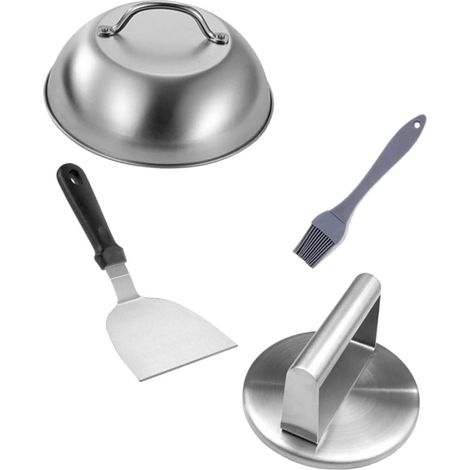 Presse Hamburger Acier Inoxydable Set avec Spatule pour Fabrication Galettes Viande Outil Cuisine Simple pour Barbecue Fête des Pères
