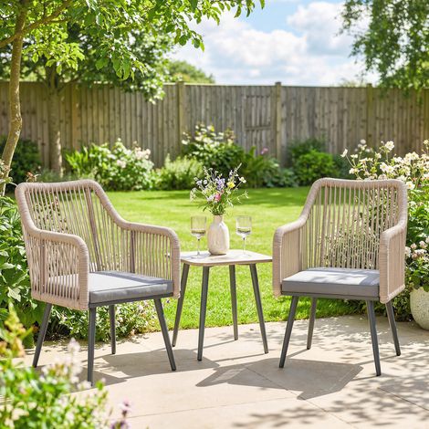 Ensemble 2 chaises jardin étanches accoudoirs coussins cadre métallique capacité 120 kg mobilier terrasse - Couleur: Gris clair