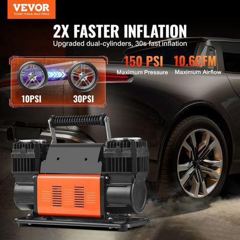 Compresseur d'air robuste 12 V, gonfleur de pneus portable à double cylindre, 300 L/min, kit de gonflage de pneus, 10,3 bar, avec a… (1/5)