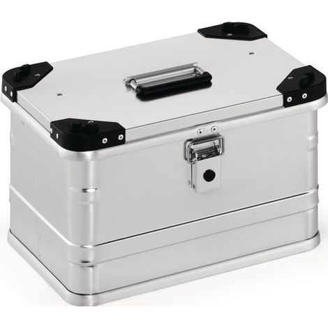 Cassetta in alluminio L432xW335xH277mm 29l con chiusura a scatto e angoli impilabili