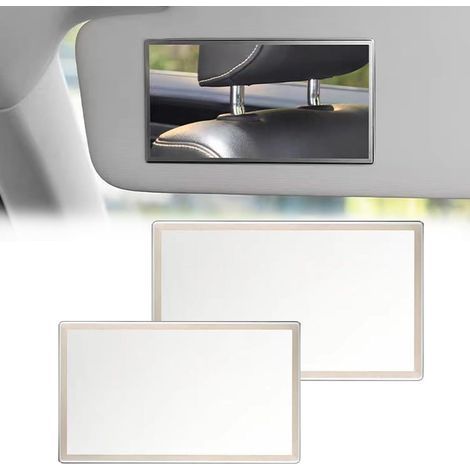 Lot de 2 miroirs de maquillage HD pour pare-soleil de voiture, miroir de courtoisie autocollant, miroir cosmétique universel pour intérieur de voiture (15 × 8 cm/11 × 6,5 cm) (1/5)