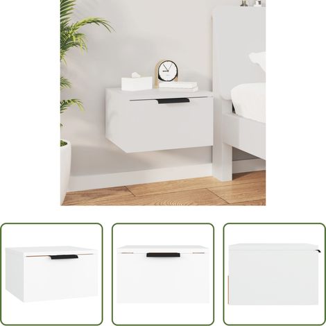 vidaXL Table de chevet flottante - Table de chevet murale blanc 34x30x20 cm (1/5)
