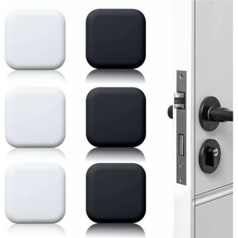 Butoir de porte mural grand 6 pièces tampon de porte autocollant en caoutchouc blanc/noir 45mm×45mm tampon de poignée de porte tampon mural pour poignées de porte contre butée de porte
